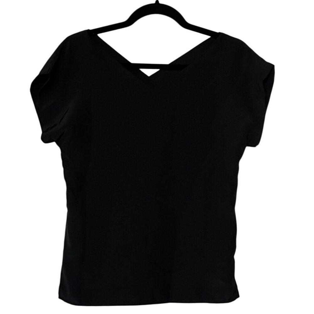 VINTAGE Campus Casuals of California Short-Sleeve Black Blouse Women's Size S/M